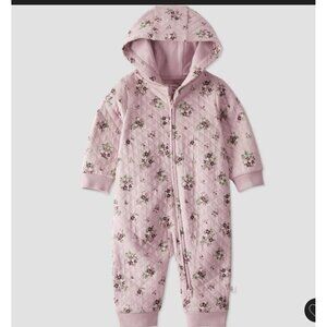 Little planet by Carter’s organic baby girl quilted  floral hooded jumpsuit 24M